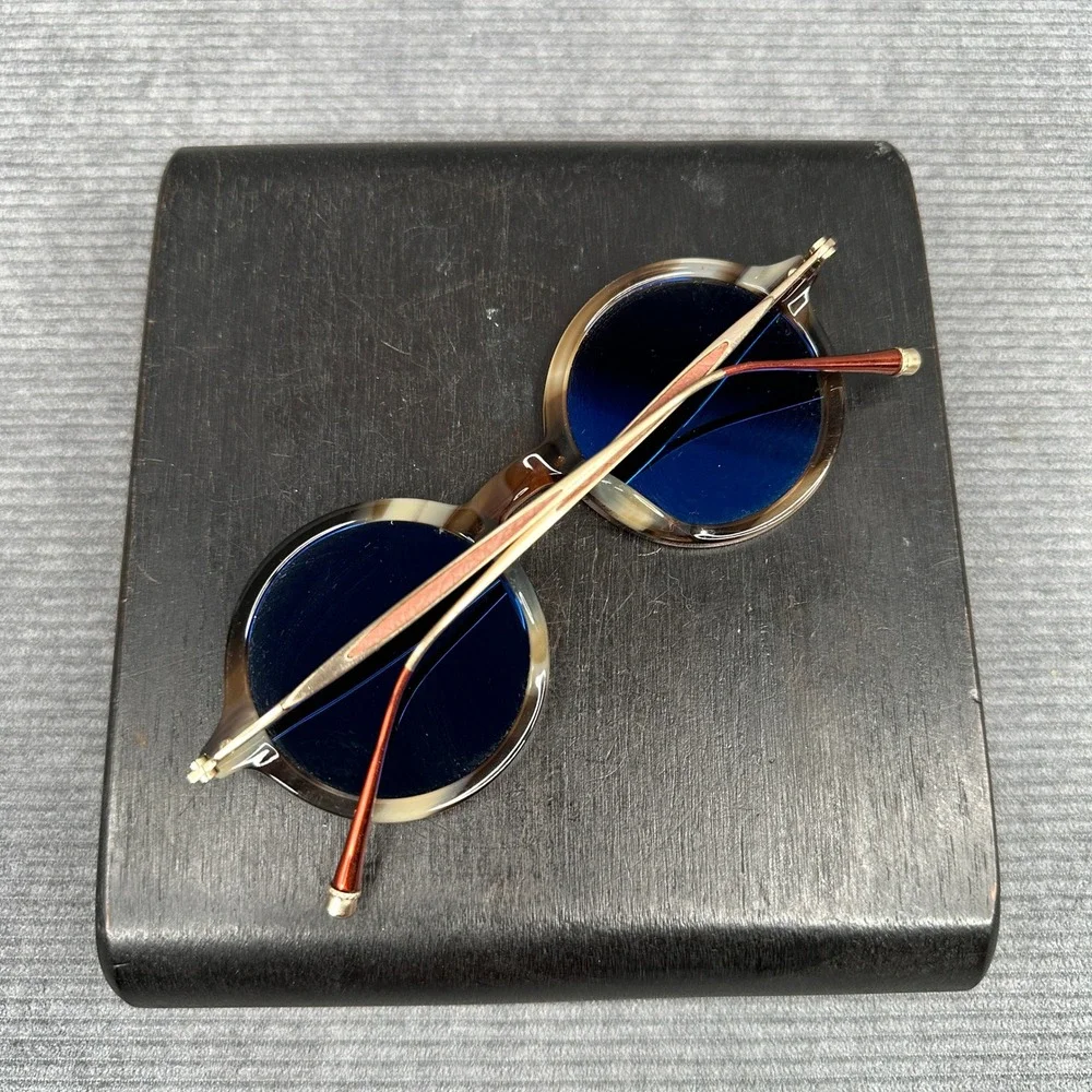 PAEO Los Angeles Mulholland 62 Round Horn Sunglasses Brown Gold 47-22-140